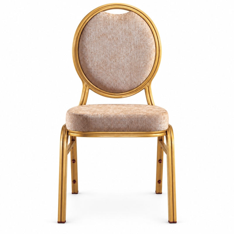RH-7030 Beige Oval-Back Banquet Chair