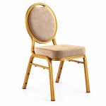 RH-7030 Beige Oval-Back Banquet Chair — left 45 view