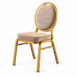 RH-7030 Beige Oval-Back Banquet Chair — right 45 view