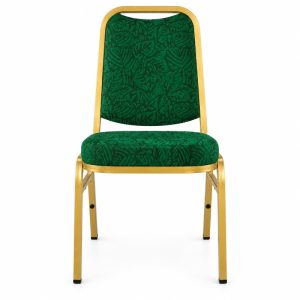 Green Patterned Rounded-Back Banquet Chair
