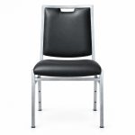 RH-8012 Black Silver-Tone Frame Banquet Chair — front view