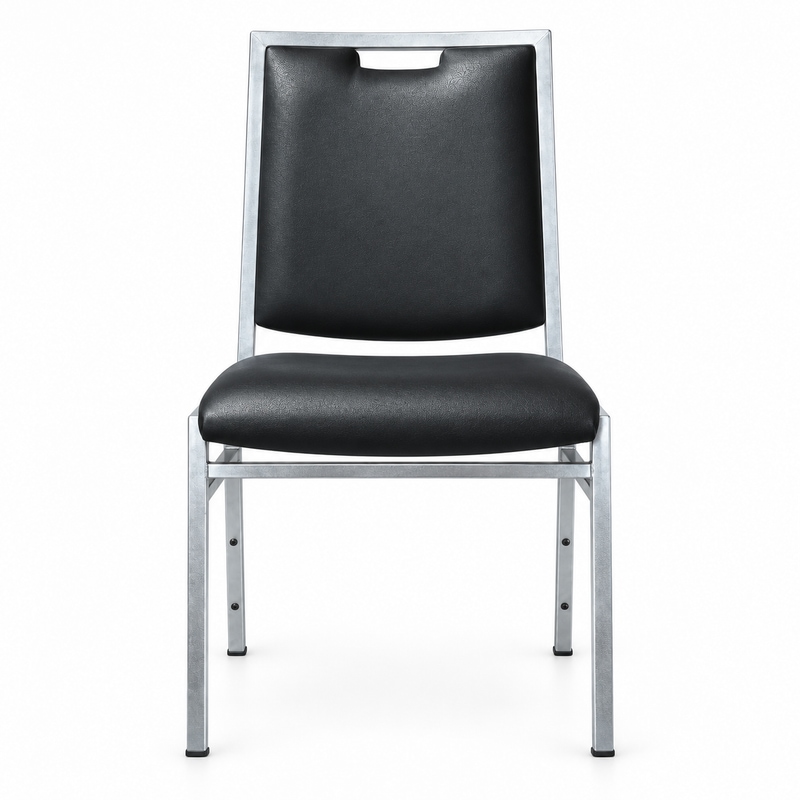 RH-8012 Black Silver-Tone Frame Banquet Chair
