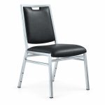 RH-8012 Black Silver-Tone Frame Banquet Chair — left 45 view