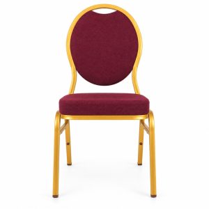 Burgundy Oval-Back Banquet Chair