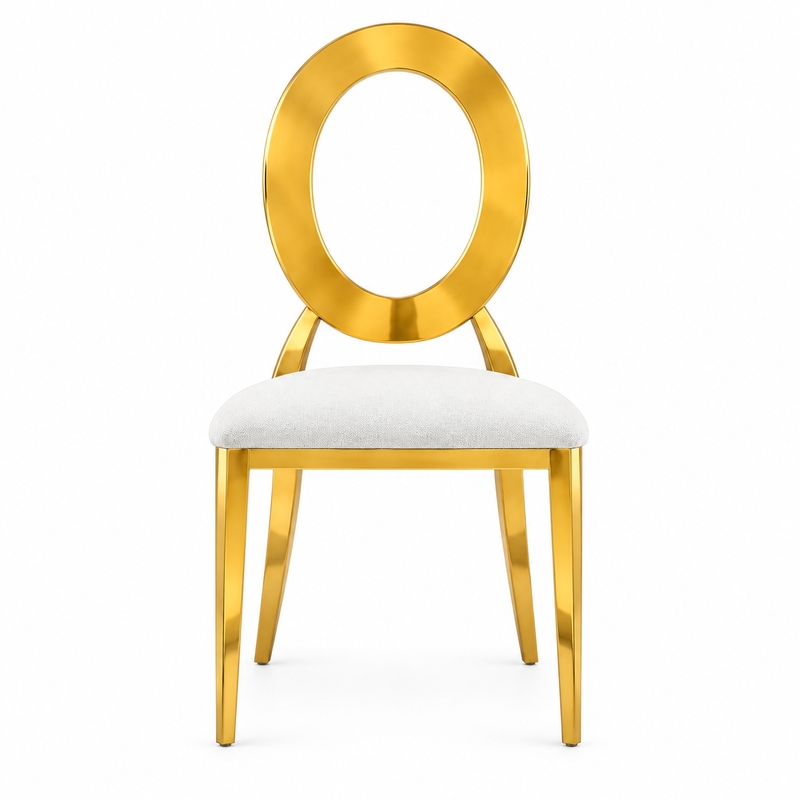 RH-8020 Gold-Tone Open Oval-Back Banquet Chair