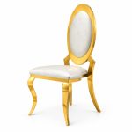 RH-8025 Ivory Gold-Tone Oval-Back Banquet Chair — right 45 view