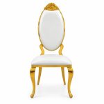RH-8028B Ivory Ornate Gold-Tone Banquet Chair — front view