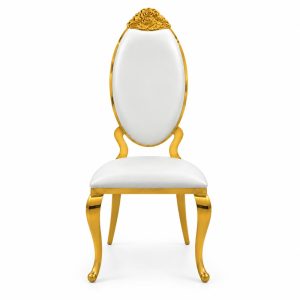Ivory Ornate Gold-Tone Banquet Chair