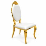 RH-8028B Ivory Ornate Gold-Tone Banquet Chair — left 45 view