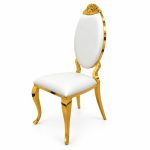 RH-8028B Ivory Ornate Gold-Tone Banquet Chair — right 45 view