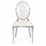 RH-8031 Ivory Silver-Tone Oval-Back Banquet Chair — front view