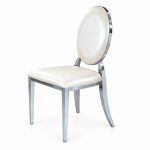 RH-8031 Ivory Silver-Tone Oval-Back Banquet Chair — right 45 view