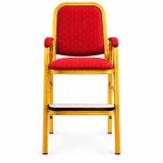 RH-8033 Red Gold-Tone Arm Banquet Chair — front view