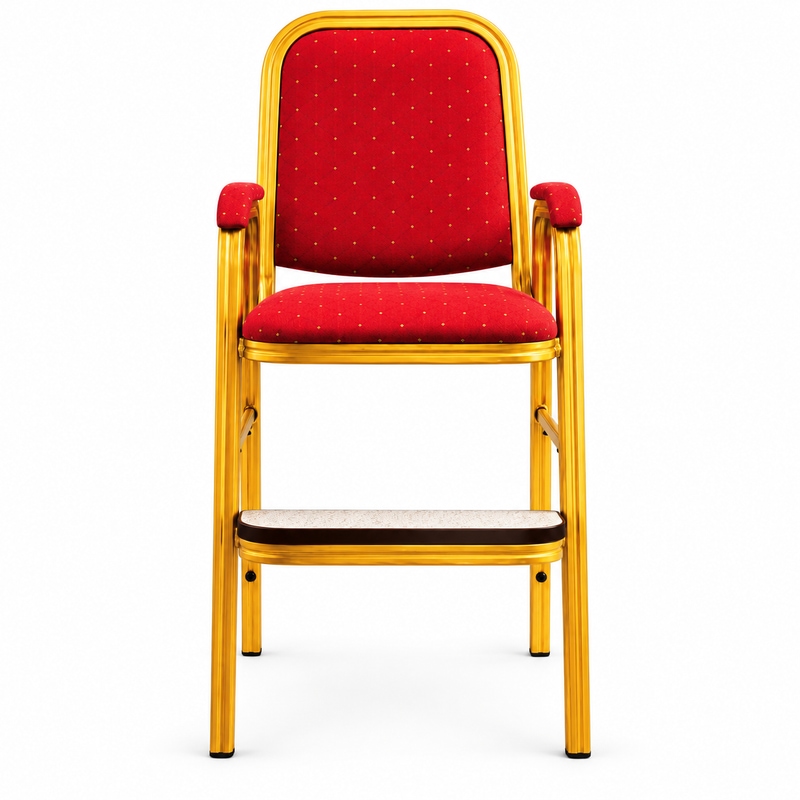 RH-8033 Red Gold-Tone Arm Banquet Chair