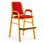 RH-8033 Red Gold-Tone Arm Banquet Chair — left 45 view