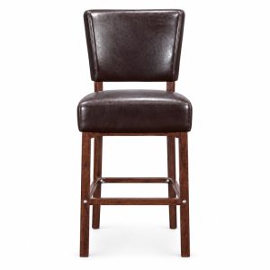 Dark Brown Square-Back Bar Chair