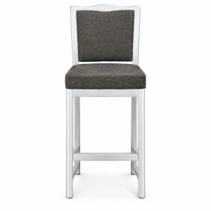 Gray White-Frame High-Back Bar Chair