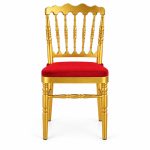RH-9003 Gold-Tone Ornate Spindle-Back Banquet Chair — front view