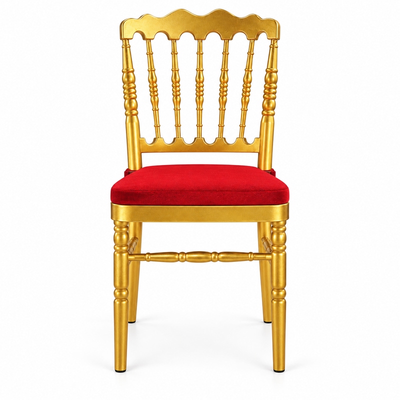 RH-9003 Gold-Tone Ornate Spindle-Back Banquet Chair