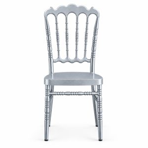 Silver-Tone Spindle-Back Banquet Chair