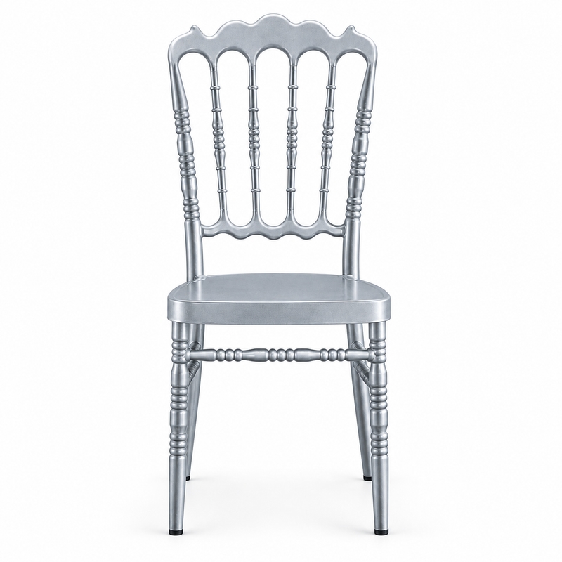 RH-9005 Silver-Tone Spindle-Back Banquet Chair