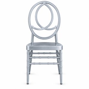 Silver-Tone Double-Oval Back Banquet Chair