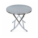 YMX-D06 Outdoor Silver Round Folding Bistro Table front view