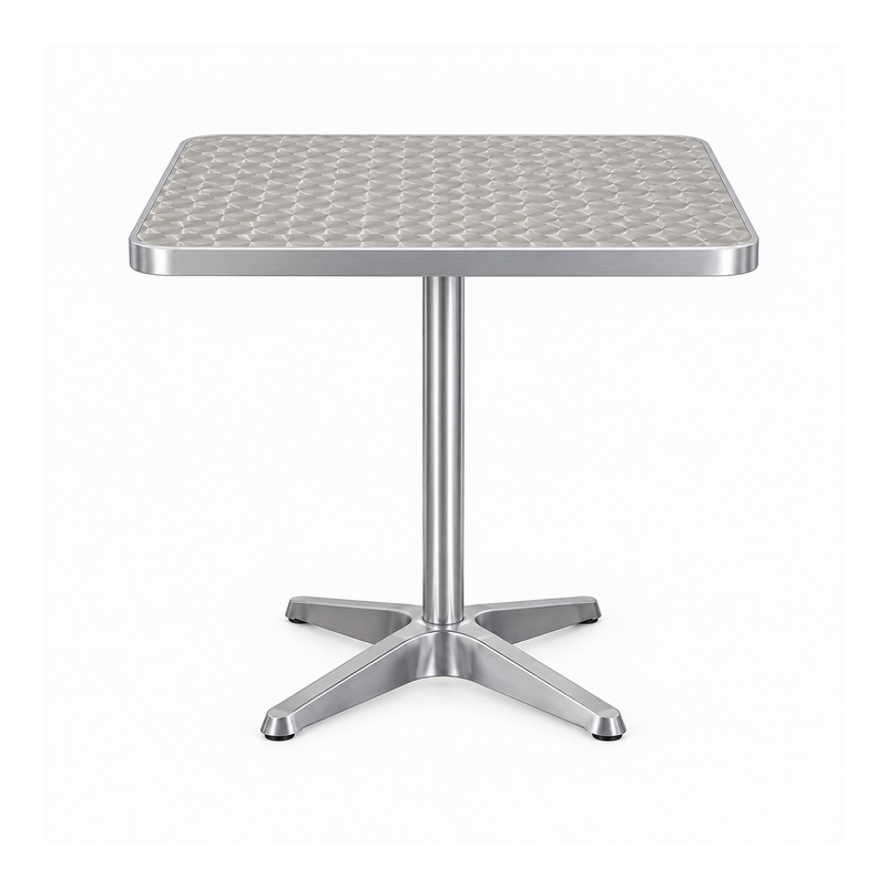YMX-D07 Outdoor Silver Square Pedestal Bistro Table