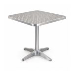 YMX-D07 Outdoor Silver Square Pedestal Bistro Table left 45 view