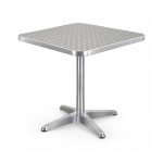 YMX-D07 Outdoor Silver Square Pedestal Bistro Table right 45 view