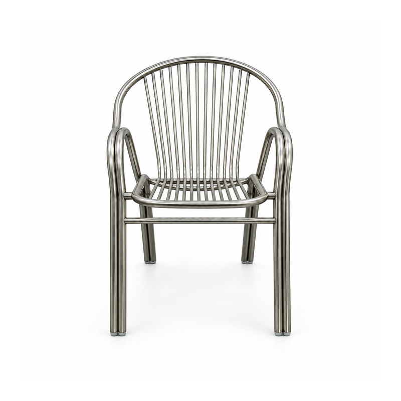 YMX-G-002 Outdoor Silver Thirteen-Tube Back Armchair