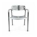 YMX-G-003 Outdoor Silver Horizontal-Slat Armchair front view