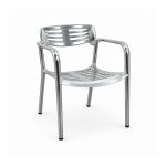 YMX-G-003 Outdoor Silver Horizontal-Slat Armchair left 45 view