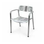 YMX-G-003 Outdoor Silver Horizontal-Slat Armchair right 45 view