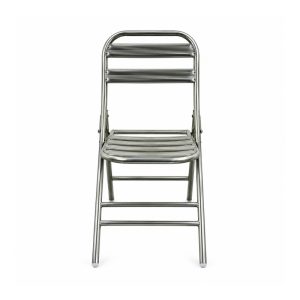 Outdoor Silver Slatted Folding Chair
