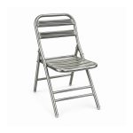 YMX-G-004 Outdoor Silver Slatted Folding Chair left 45 view