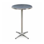 YMX-G-106 Outdoor Silver Round Pedestal Bar Table front view