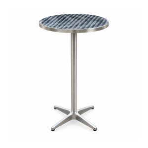 Outdoor Silver Round Pedestal Bar Table