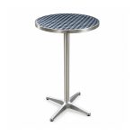 YMX-G-106 Outdoor Silver Round Pedestal Bar Table left 45 view
