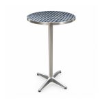 YMX-G-106 Outdoor Silver Round Pedestal Bar Table right 45 view