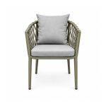 YMX-L-001 Outdoor Grey Rope-Woven Cushioned Armchair front view