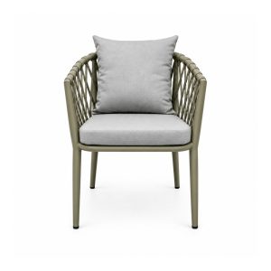 YMX-L-001 Outdoor Grey Rope-Woven Cushioned Armchair front view