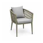 YMX-L-001 Outdoor Grey Rope-Woven Cushioned Armchair left 45 view