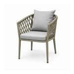 YMX-L-001 Outdoor Grey Rope-Woven Cushioned Armchair right 45 view