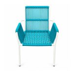 YMX-L-002 Outdoor Turquoise Rope Chair with White Legs front view