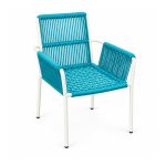 YMX-L-002 Outdoor Turquoise Rope Chair with White Legs left 45 view
