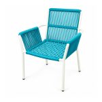 YMX-L-002 Outdoor Turquoise Rope Chair with White Legs right 45 view