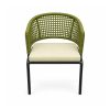 YMX-L-003 Outdoor Green Rope Chair with Yellow Cushion