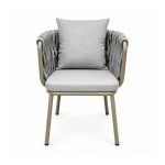 YMX-L-004 Outdoor Thick Grey Rope Cushioned Armchair front view