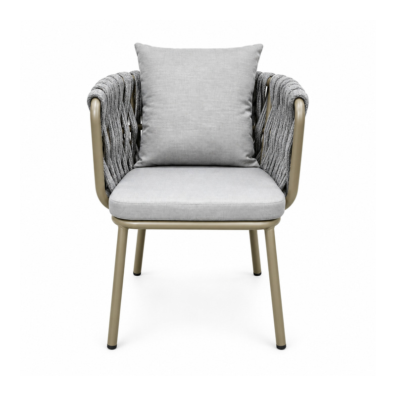 YMX-L-004 Outdoor Thick Grey Rope Cushioned Armchair